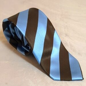 Vintage Y2K 100% Silk Creazioni Tucci Firenze Elegant Blue and Brown Striped Tie
